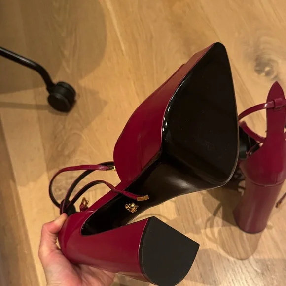 Versace Burgundy Platform Heels - Picture 5 of 11